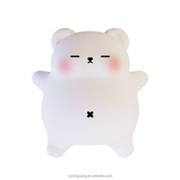 Lampe de chevet EGOGO Snore White Bear Pat en silicone, lumière douce blanc chaud, rechargeable par USB, protection oculaire, lampe souple, bruit blanc