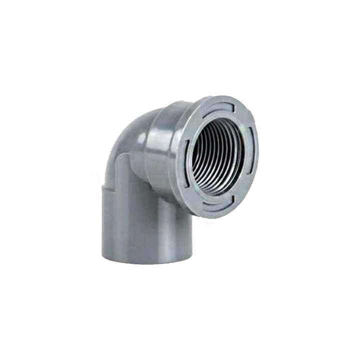 Wholesale DIN8063 PN10 Grey Color Plastic UPVC Fitting Threaded Elbow 90 Degree