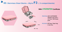 Boîte à lunch bento en acier inoxydable à 3 compartiments, anti-fuite, avec couvercle, préservation de la fraîcheur, chauffable, sans BPA, matériau de qualité alimentaire