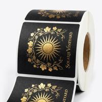 Étiquettes de vin personnalisées en feuille d'or, autocollants imperméables Solaris Vineyard, papier texturé noir de luxe, bouteilles en verre haut de gamme, XGS DECAL
