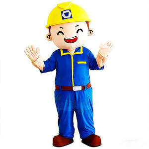 زي تنكري كرتوني على شكل عامل معتمد من CE، مقاس للكبار قابل للتخصيص، زي تميمة للشركات الصناعية - Product Image 1