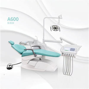 Fauteuil dentaire électrique Virdent A600 avec crachoir intégré, vert clair, modèle standard en plastique - Product Image 1