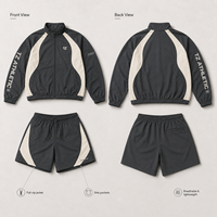 Conjunto Deportivo de Dos Piezas para Hombre, Chaqueta y Pantalones Cortos con Cierre Completo, Ligero, para Viajes, Deportes al Aire Libre