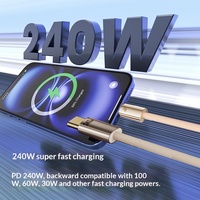 Câble de données tressé double Type-C 240W à charge ultra-rapide pour tablettes Type-C et téléphones Android 15-17 pouces avec transfert de données