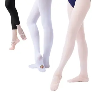 High Quality Low Price Factory In-stock 60D Girls Pink White Convertible Ballet Tights With Hole Dance Tights