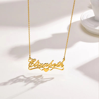 Collier EManco avec pendentif cœur et nom personnalisé, chaîne en câble plaqué or, tendance, cadeau de bijoux personnalisé pour anniversaire ou fête