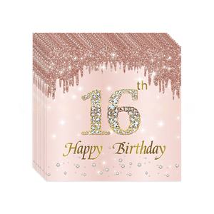Décoration moderne en papier de soie de serviettes de fête d'anniversaire de conception de <span class=keywords><strong>diamant</strong></span> d'or rose pour des célébrations - Product Image 4