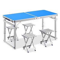 Table de camping pliante d'extérieur pour stands, usage domestique, portable, en alliage d'aluminium, design minimaliste, rectangulaire 4 places