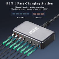 Station de charge de bureau GaN3 600W, chargeur de bureau multi-ports USB C, PD140W PD100W PD30W QC30W, chargeur rapide pour ordinateur portable, téléphone