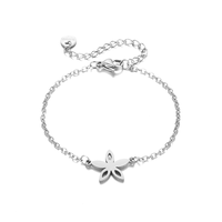 Nouvelles idées de produits : Bracelet minimaliste en acier inoxydable étanche avec motif floral, bracelet chaîne polyvalent et tendance, vente en gros