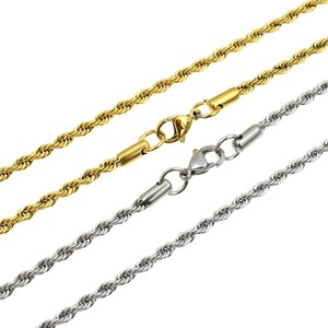 Stainless Steel Twisted <b>Rope</b> <b>Chain</b> 18k Gold Plated Hip Hop Necklace For Men Women Fashion Pendant Necklaces - Product Image 1
