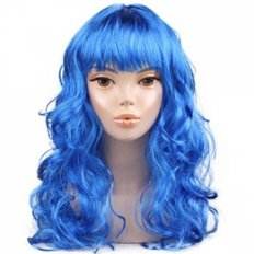 Pelucas MK Cabello de onda azul largo con tinte azul elegante - Product Image 1