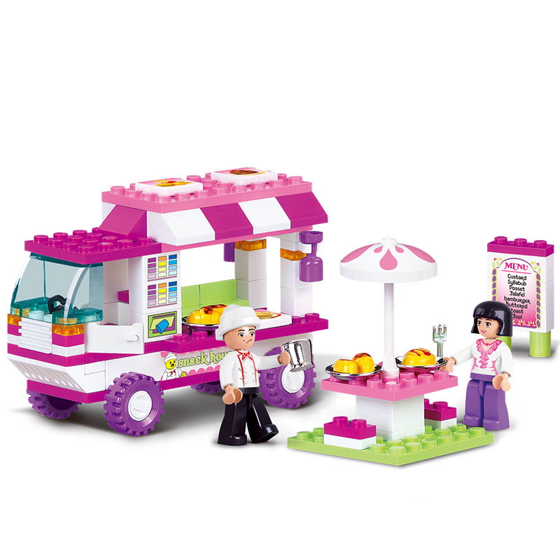 Конструктор Sluban, игрушки, M38-B0155 Закусочная машина для девочек, 102 шт., Детский конструктор, подходит для ведущих брендов