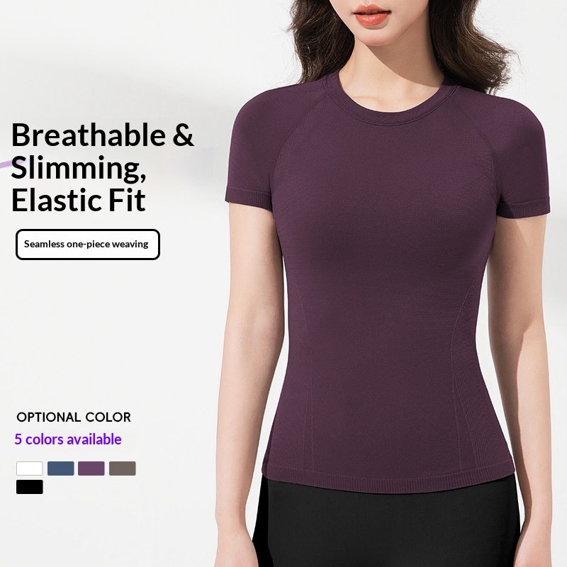 Women's for Sports Short-sleeve Round-neck T-shirt New Spring/summer Model Running Fitness Slimming Breathable Solid Yoga Top