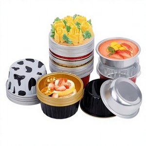 Moules à pâtisserie en aluminium jetables carrés de 150 ml/5 oz, noir et or, pour muffins, gâteaux, contenants en aluminium pour fête de Noël - Product Image 2