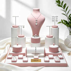 Luxury Jewelry Display Stand for <b>Necklaces</b> Bracelets Earrings <b>Rings</b> Pink Showcase Display Props for Retail Shop Window - Product Image 2