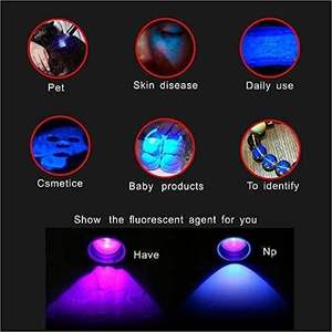 Linterna UV LED de Alta Potencia 3W 365nm, Mini Linterna UV de Bolsillo con Clip, Lente con Filtro Negro, para Curado de Uñas y Detección de Dinero - Product Image 5