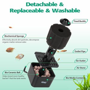 Petit <span class=keywords><strong>filtre</strong></span> à air pour aquarium avec coton biochimique et boules bio pour l'élevage de poissons, de bettas et de crevettes - Product Image 6