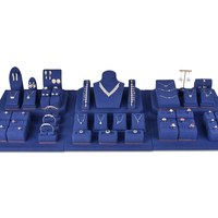 Jinsky Vente en Gros Présentoirs à Bijoux en Microfibre Bleue pour Boucles d'Oreilles et Colliers – Présentoir de Comptoir