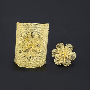 JXX Ensemble de bracelets de mariée en laiton plaqué or 24 carats, vente chaude, bague de mariage indienne avec bracelets pour fêtes et cadeaux - Product Image 4