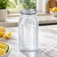 EN STOCK – Nouveau style – Bouteille transparente en PET de 500 ml (16 oz) avec couvercle à anneau facile à ouvrir pour boissons gazeuses et café