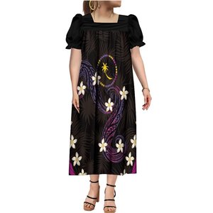 Nouvelle arrivée Chuuk Micronésie Mumu Stretch Muumuu Robe à volants à manches bouffantes Robes pour femmes <span class=keywords><strong>Grande</strong></span> taille Col carré Robe midi <span class=keywords><strong>2023</strong></span> - Product Image 2
