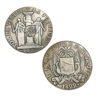 Monedas Conmemorativas de Estilo Antiguo de Perú de 1822, 8 Reales (Monedas Provisionales) y Fernando VII, Regalos, Decoración del Hogar