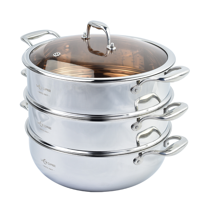 304 из нержавеющей стали 3 слоя еда паровой котел c отпариватель для оптовой продажи