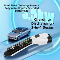 Nouveau chargeur portable intégré 3,5 kW avec fonction de charge et de décharge, type 2, V2L, prise personnalisable, câble de 5 m, écran couleur