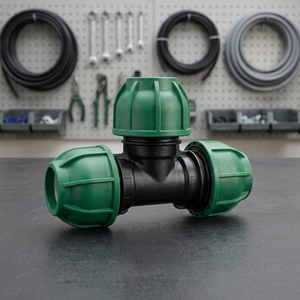 Raccord en T égal en polypropylène vert TERRACORE SAP2001, connecteur à compression, filetage en pouces, basse pression, surface lisse - Product Image 3
