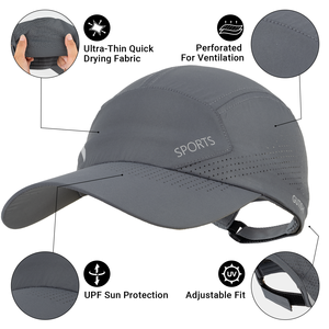 Quick Dry Breathable Waterproof Mesh 5-Panel Sporty Running Baseball Caps Letter Adjustable Single Buckle <strong>Closure</strong> 100% Polyester - Product Image 1