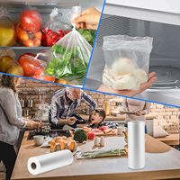 Supermarkt transparante groente- en fruitzakken op rol, voor voedselbewaring van groenten, fruit, vlees, keuken, koelkast, HDPE platte zakken op rol