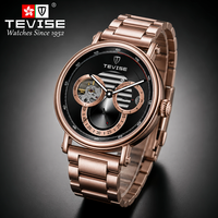 Montre automatique TEVISE avec logo personnalisé, bracelet en acier, montre mécanique, fabrication OEM/ODM, livraison directe d'usine