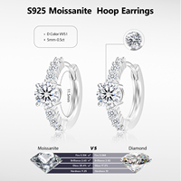 Anting-anting Hoop Perhiasan Berlapis Emas 14K Perak Sterling 925 dengan Berlian VVS Bersertifikat GRA, Anting-anting Huggie Moissanite untuk Wanita