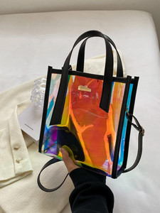 Custom Logo <b>Summer</b> Fashion Reusable Waterproof PVC TPU Jelly Hologram Clear Beach Shopping <b>Tote</b> <b>Bag</b> - Product Image 5