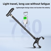 Canne de marche en alliage d'aluminium Chao Yi pour seniors - Antidérapante, prévention des chutes, légère, design à quatre pieds avec hauteur réglable