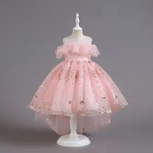 Оптовая продажа, платье для маленьких девочек, длинное многослойное бальное платье макси для маленьких девочек W020