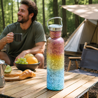 Bouteille d'eau en titane pur légère personnalisée de 16, 20, 24 oz à paroi simple, portable, anti-fuite, avec couvercle et poignée pour les sports de plein air
