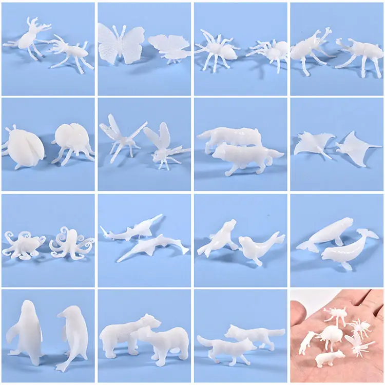 Mini modelo de animales en 3D, relleno de delfín de ciervo, resina epoxi, bricolaje, fabricación de paisaje, Material de relleno, accesorios de fundición artesanal