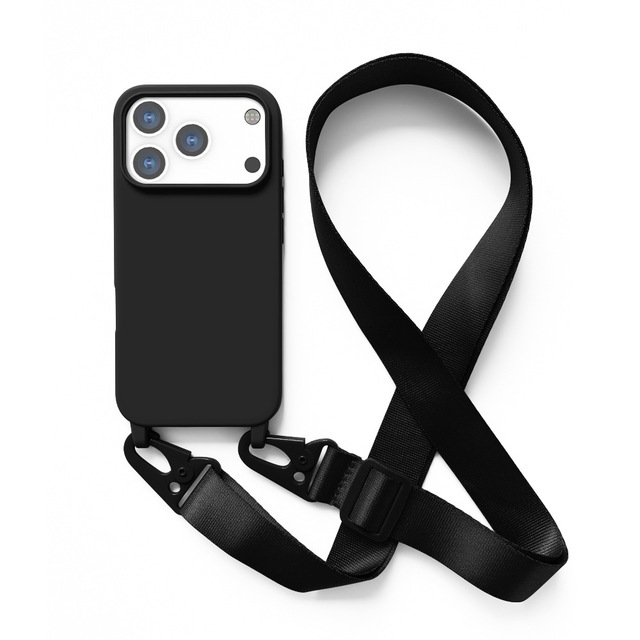Soft Silicone Phone Case Shoulder Strap for iPhone 17 16 15 14 13 12 11 Pro Max Long Wide Lanyard Phone Case with Belt Clip Rope