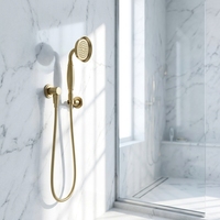Ensemble de douche mural au design moderne en chrome/acier inoxydable/cuivre, finition laiton, douchette à main, valve en céramique, multi-jets