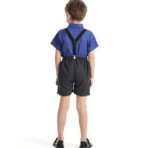 Robe d'été coréenne pour garçons-Chemise à manches courtes de couleur unie avec jarretelles-Short pour spectacles - Product Image 5