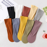 Chaussettes courtes en soie glacée pour femme avec logo personnalisé, respirantes, anti-odeur, absorbant la transpiration, couleur unie, décontractées pour l'été