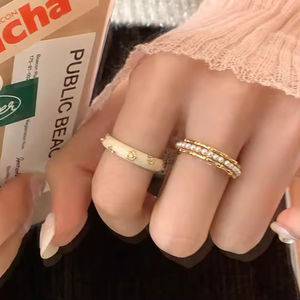 En gros, petites bagues françaises en émail en forme de dôme, étanches, super brillantes, à motif cercle complet, empilables - Product Image 4