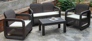 Offre Spéciale : Ensemble <span class=keywords><strong>de</strong></span> Salon <span class=keywords><strong>de</strong></span> <span class=keywords><strong>Jardin</strong></span> 4 Pièces <span class=keywords><strong>en</strong></span> Rotin Synthétique PP <span class=keywords><strong>Moulé</strong></span> par Injection avec Table – Design Balcon - Product Image 2