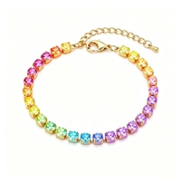 Bracelet de tennis coloré SongYi avec pierres facettées dégradées, chaîne dorée, bijoux pour femmes, cadeau