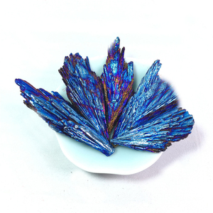 Cluster <span class=keywords><strong>di</strong></span> Cristalli Fiamma Blu per Decorazione Casa, Pietra Naturale <span class=keywords><strong>di</strong></span> Tormalina Titanio Placcata, Gemma dell'Amore per Feng Shui - Product Image 2