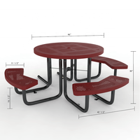 Table et chaises rondes en acier robuste de style moderne ADA OEM 46 pouces, table de pique-nique d'extérieur