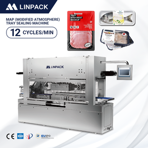 Linpack cấp thực phẩm cuộn phim sửa đổi bầu không khí liên tục niêm phong máy chân không tự động bản đồ khay niêm phong cho nhà máy thực phẩm - Product Image 1