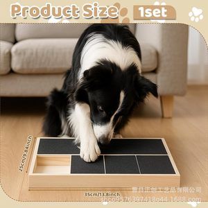 Planche à gratter en bois pour la coupe des ongles de chien, station d'alimentation multi-compartiments pour friandises, outil de toilettage pour animaux de compagnie - Product Image 3